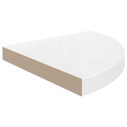 Prateleira de canto suspensa 35x35x3,8 cm MDF branco brilhante