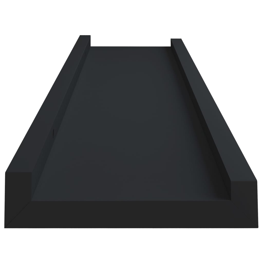 Unidade de prateleiras com rebordo 2 pcs 40x9x3 cm MDF preto