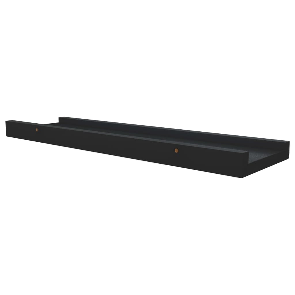 Unidade de prateleiras com rebordo 2 pcs 40x9x3 cm MDF preto