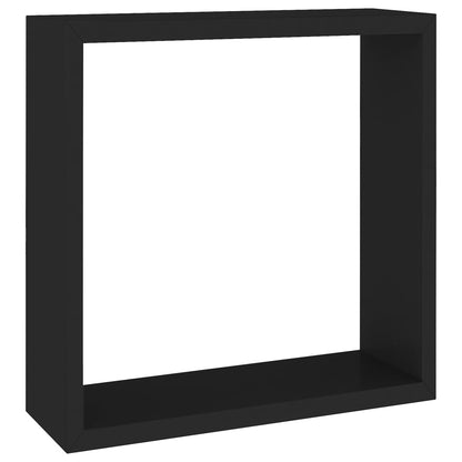 Prateleiras de parede em forma de cubo 3 pcs MDF preto