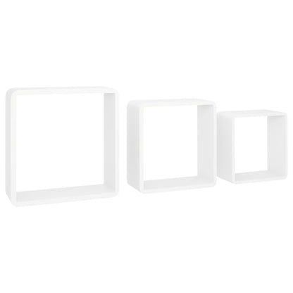 Prateleiras de parede em forma de cubo 3 pcs MDF branco