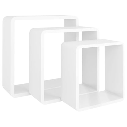 Prateleiras de parede em forma de cubo 3 pcs MDF branco