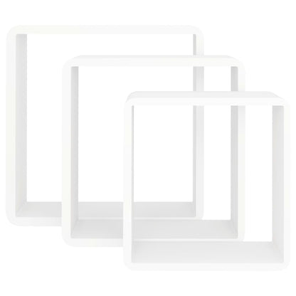 Prateleiras de parede em forma de cubo 3 pcs MDF branco