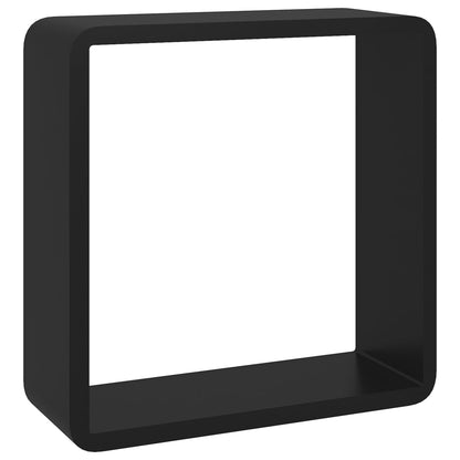 Prateleiras de parede em forma de cubo 3 pcs MDF preto