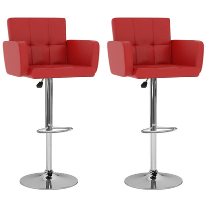 Bancos de bar 2 pcs couro artificial vermelho