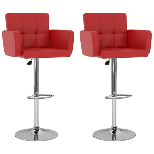 Bancos de bar 2 pcs couro artificial vermelho