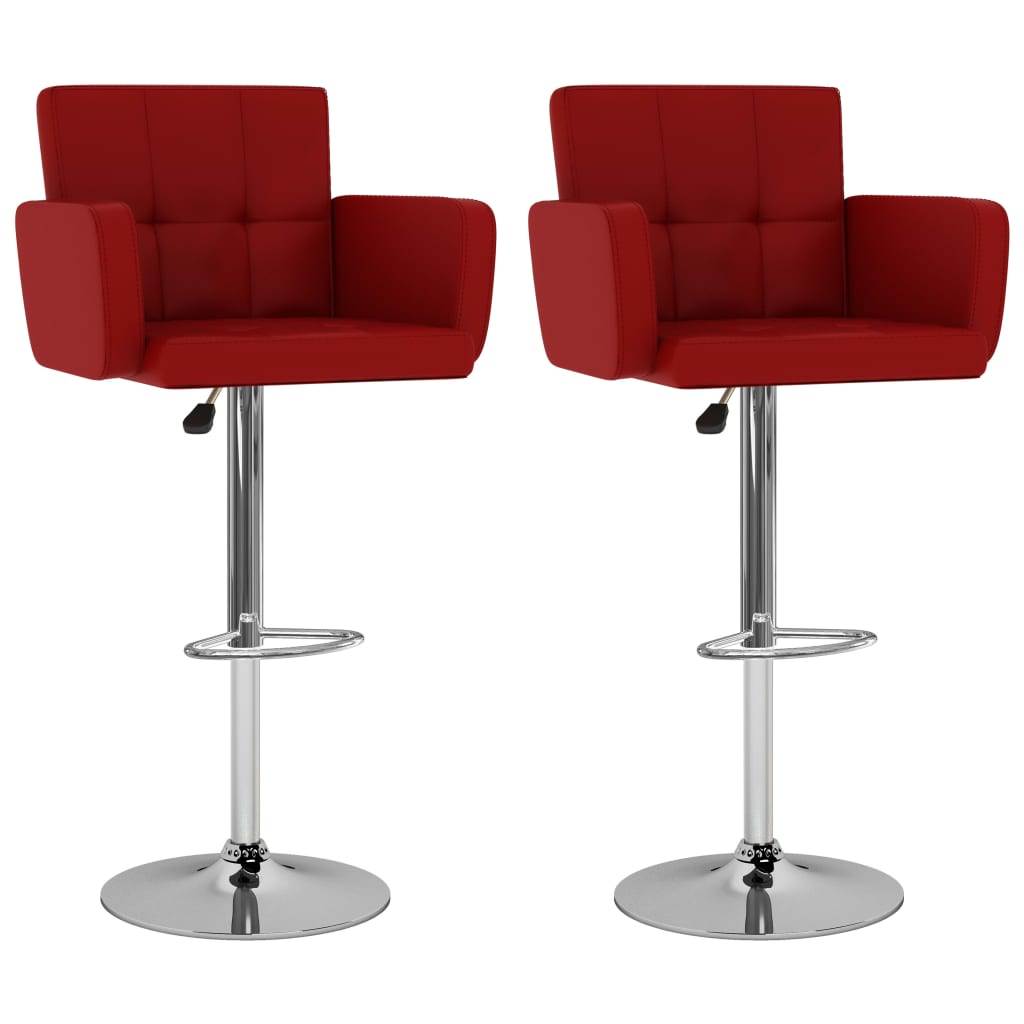 Bancos de bar 2 pcs couro artificial vermelho tinto