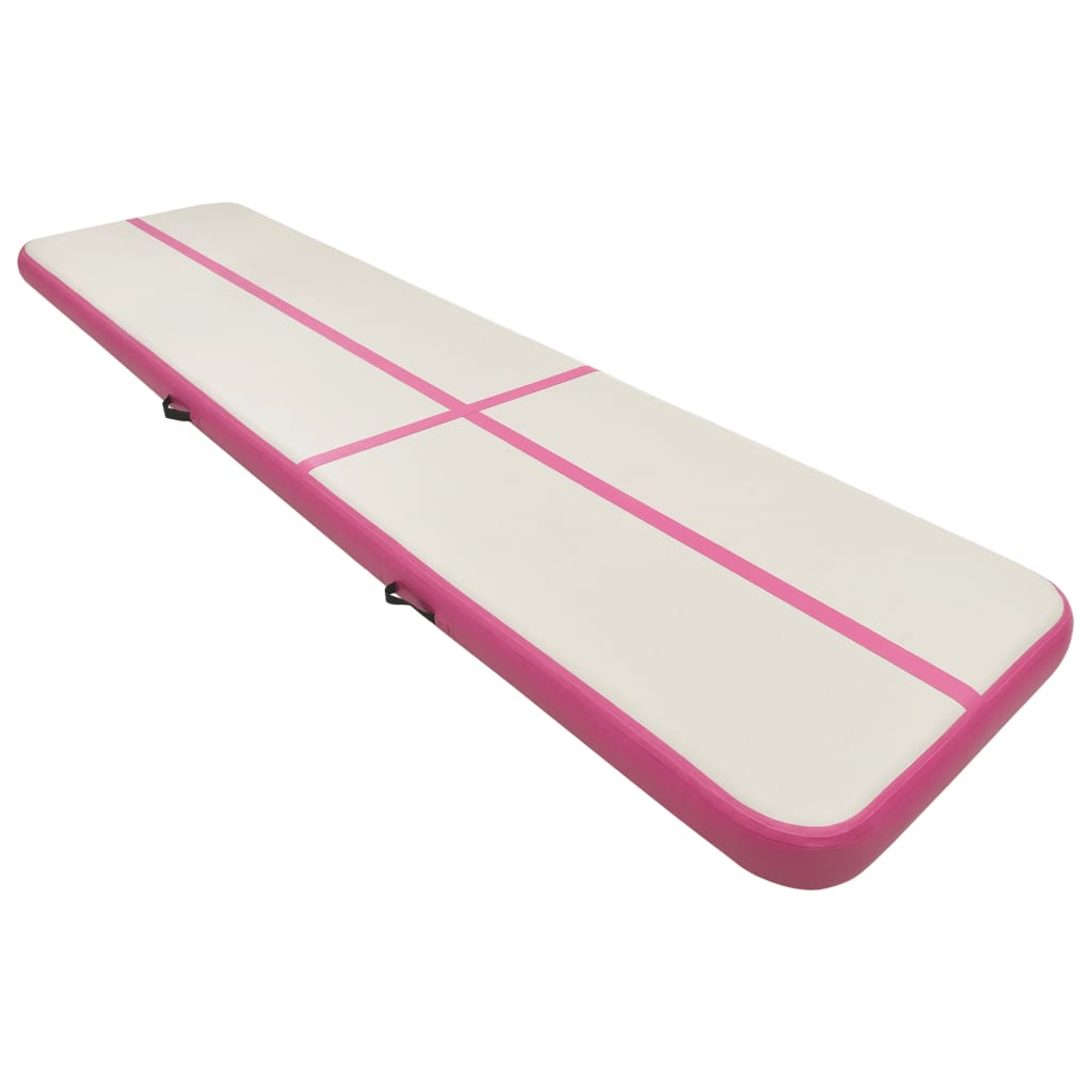 Colchão de ginástica insuflável c/ bomba 800x100x15 cm PVC rosa