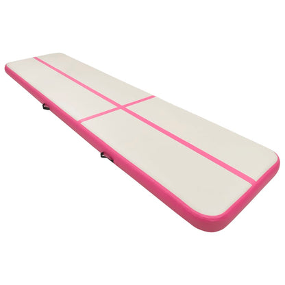 Colchão de ginástica insuflável c/ bomba 800x100x15 cm PVC rosa