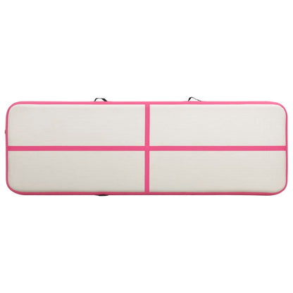 Colchão de ginástica insuflável c/ bomba 300x100x20 cm PVC rosa