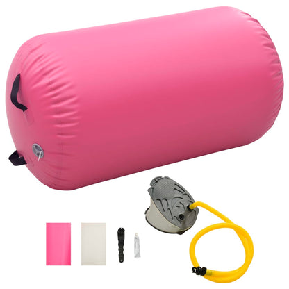 Rolo de ginástica/yoga insuflável com bomba 100x60 cm PVC rosa