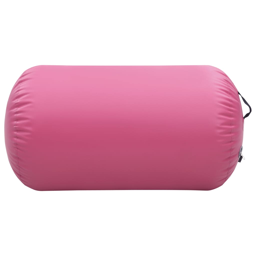 Rolo de ginástica/yoga insuflável com bomba 100x60 cm PVC rosa