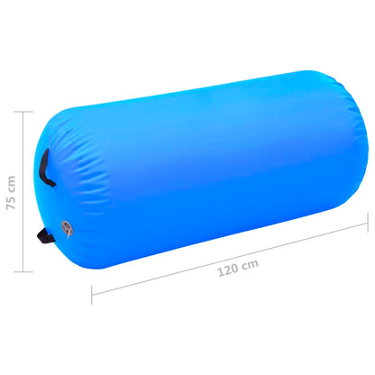 Rolo de ginástica/yoga insuflável com bomba 120x75 cm PVC azul