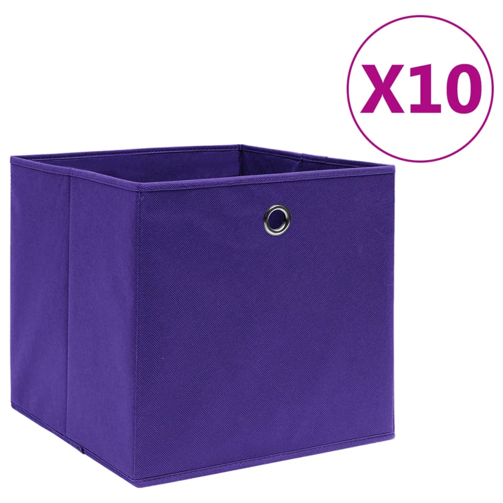 Caixas arrumação 10 pcs 28x28x28 cm tecido-não-tecido roxo