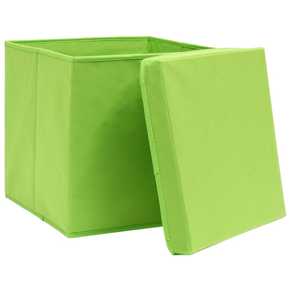 Caixas de arrumação com tampas 4 pcs 28x28x28 cm verde