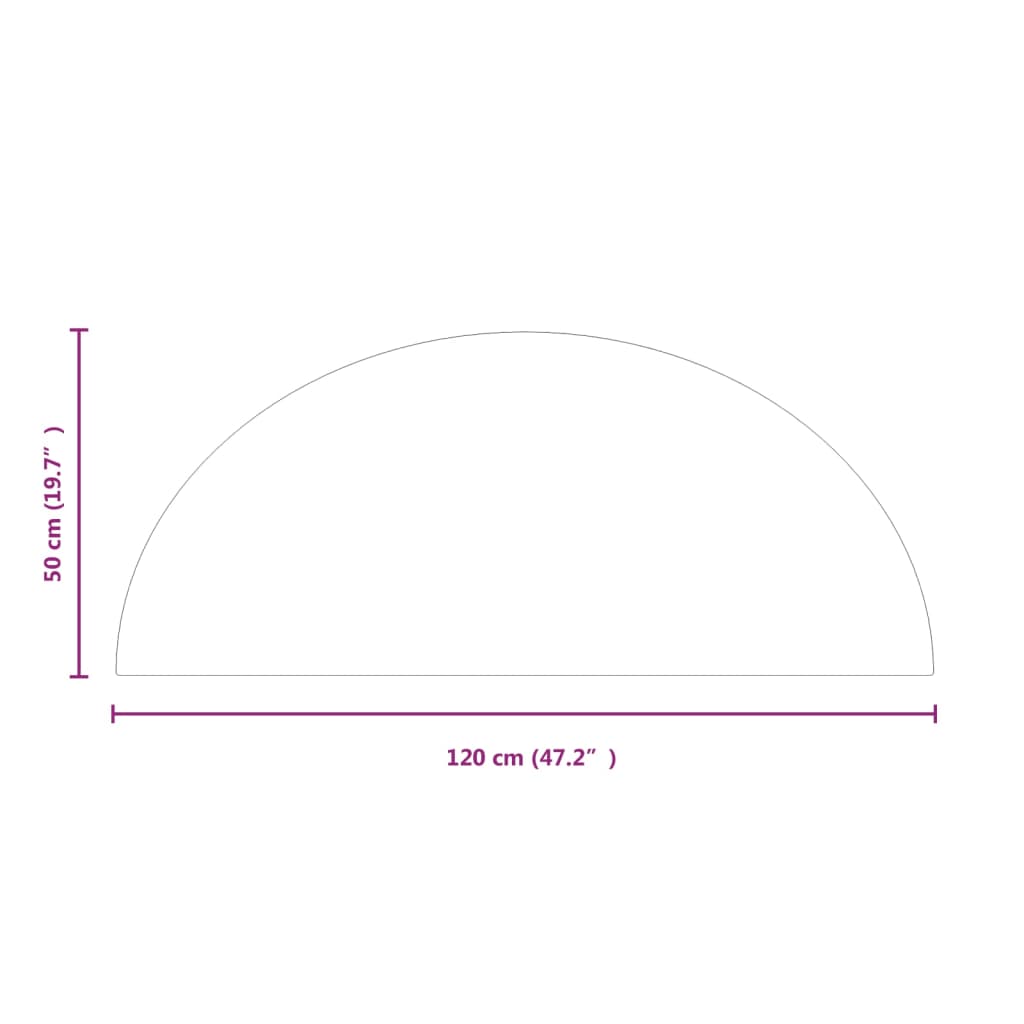 Placa de vidro semicircular para lareira 1200x500 mm