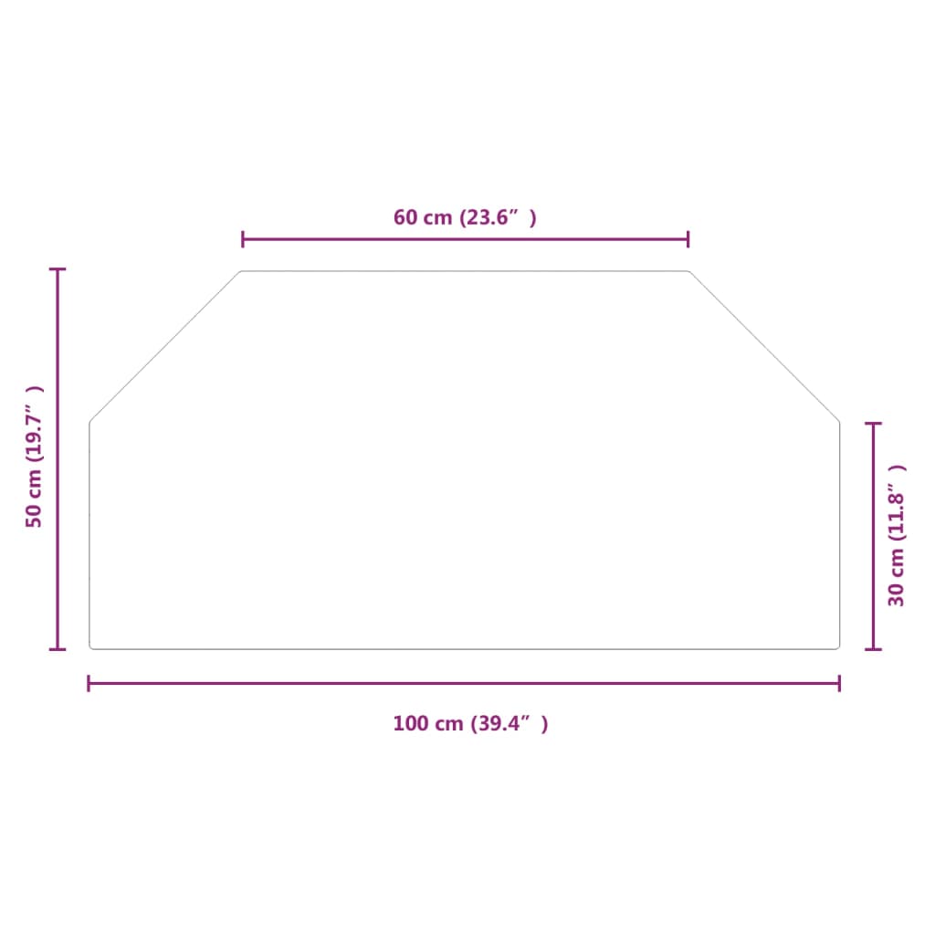 Placa de vidro para lareira hexagonal 100x50 cm