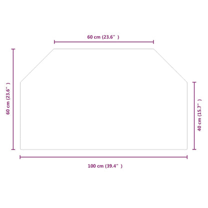 Placa de vidro para lareira hexagonal 100x60 cm