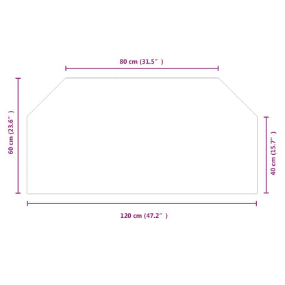 Placa de vidro para lareira hexagonal 120x60 cm