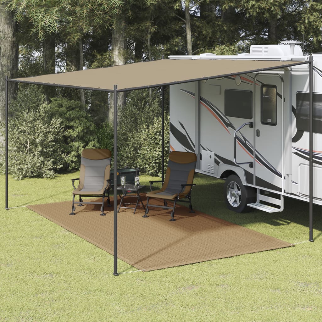 Tapete de campismo para tenda 250x450 cm cinza-acastanhado