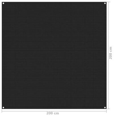 Tapete de campismo para tenda 200x200 cm preto