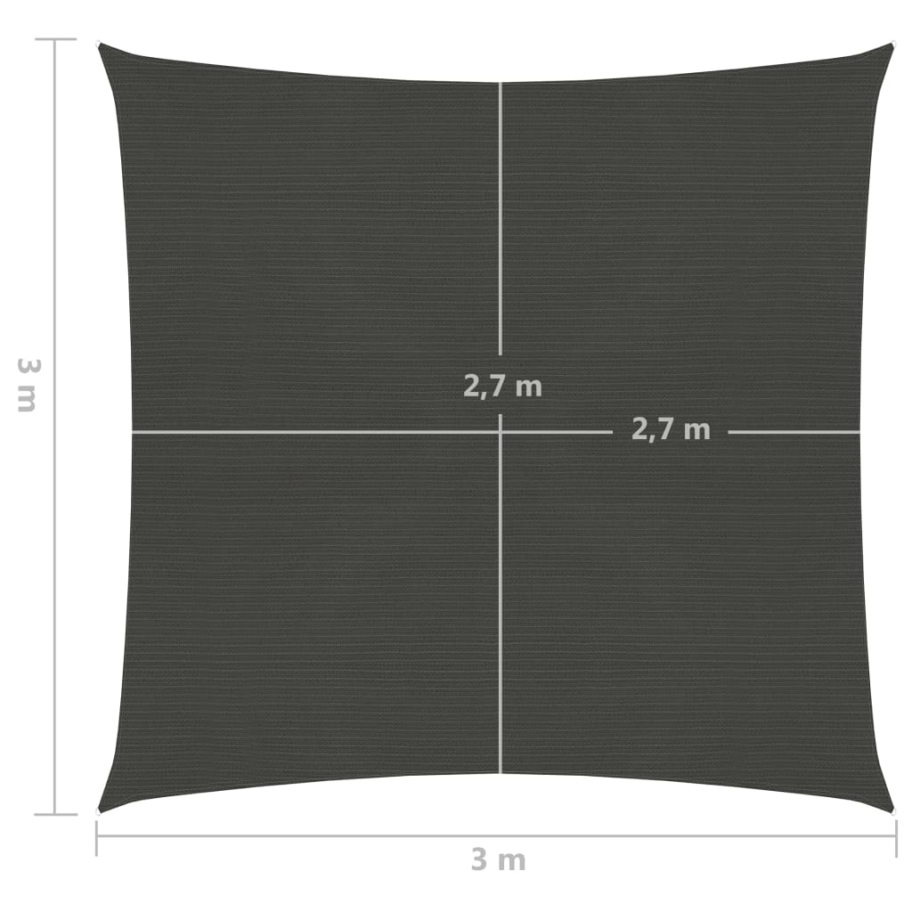 Para-sol estilo vela 160 g/m² 3x3 m PEAD antracite