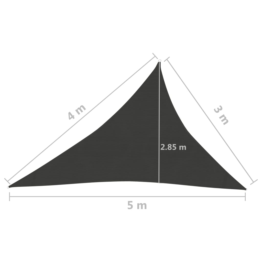 Para-sol estilo vela 160 g/m² 3x4x5 m PEAD antracite