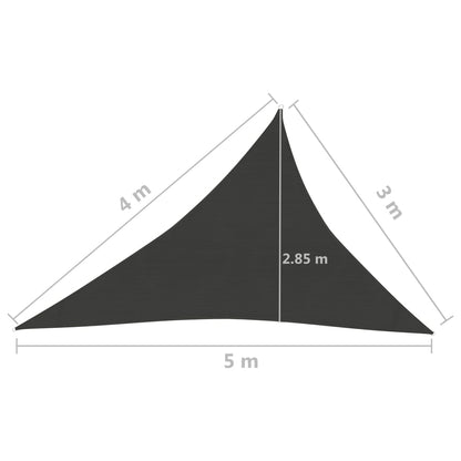 Para-sol estilo vela 160 g/m² 3x4x5 m PEAD antracite