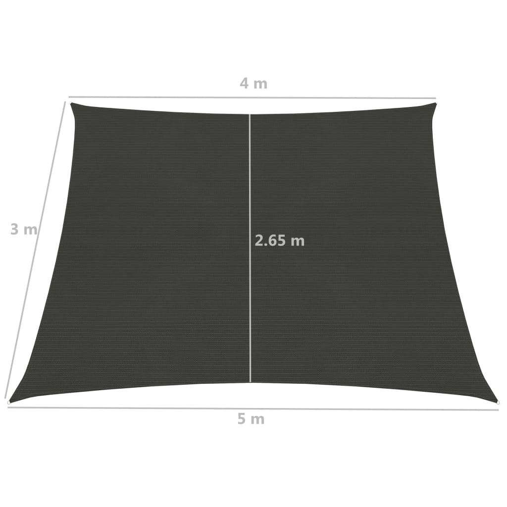 Sunshade Sail 160 g/m² Anthracite 4/5x3 m HDPE