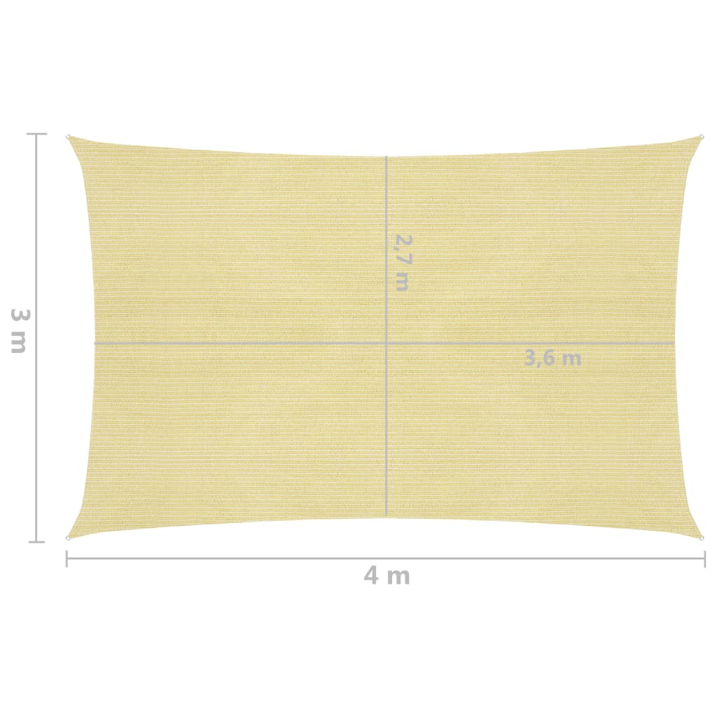 Para-sol estilo vela 160 g/m² 3x4 m PEAD bege