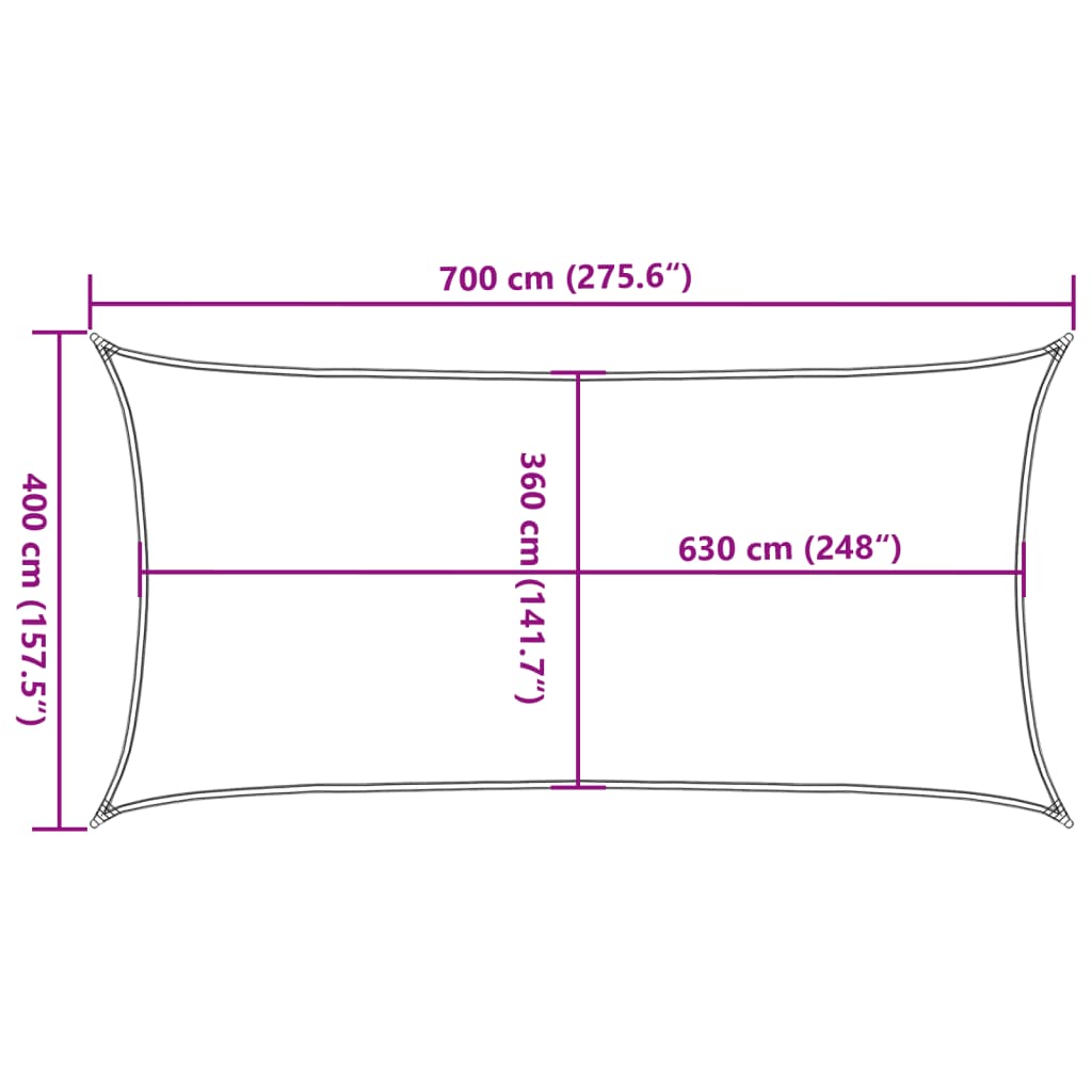 Para-sol estilo vela 160 g/m² 4x7 m PEAD bege