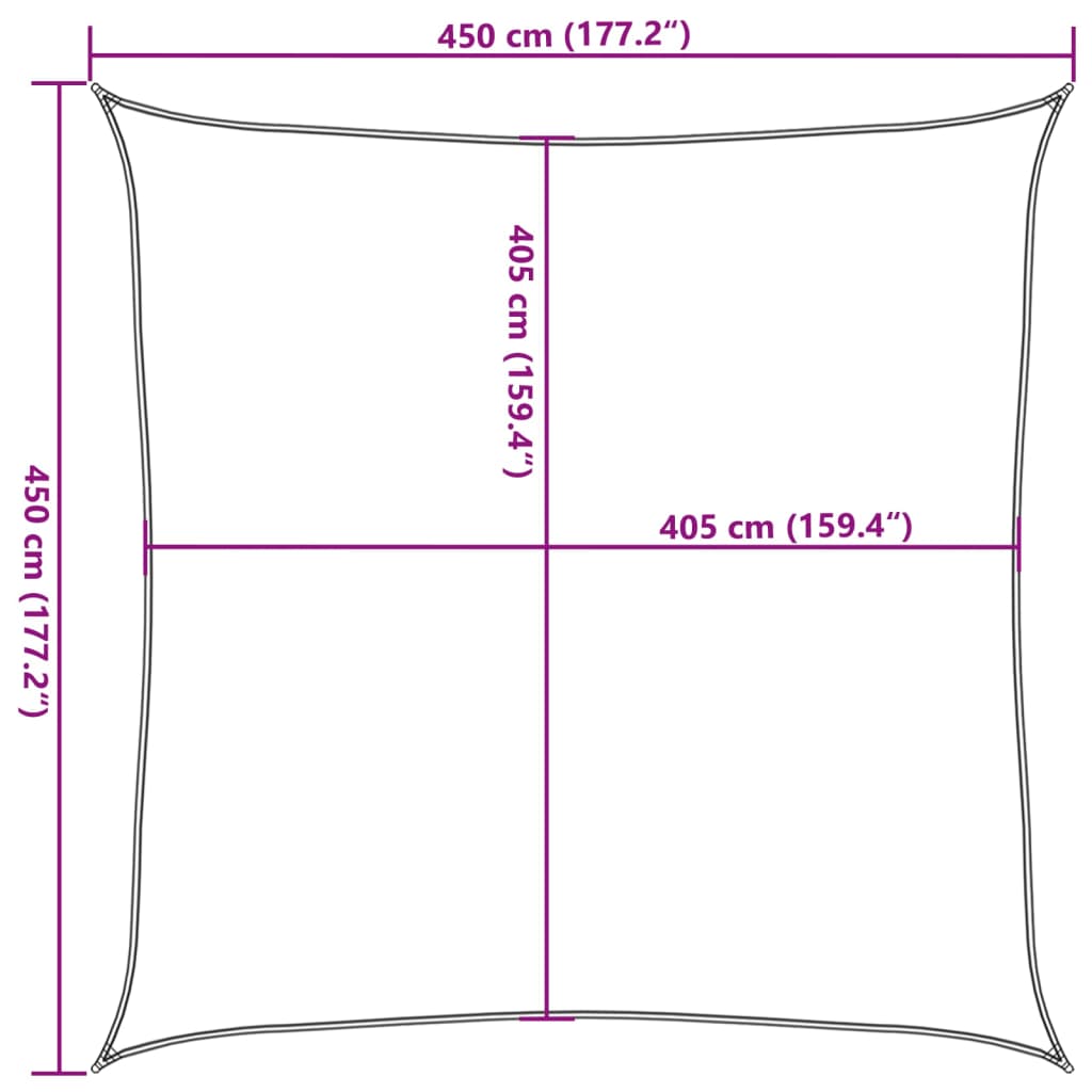 Para-sol estilo vela 160 g/m² 4,5x4,5 m PEAD cor creme