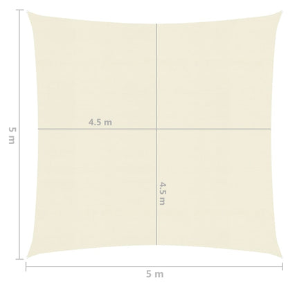 Para-sol estilo vela 160 g/m² 5x5 m PEAD cor creme