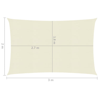 Para-sol estilo vela 160 g/m² 2x3 m PEAD cor creme