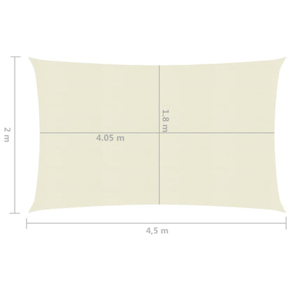 Para-sol estilo vela 160 g/m² 2x4,5 m PEAD cor creme