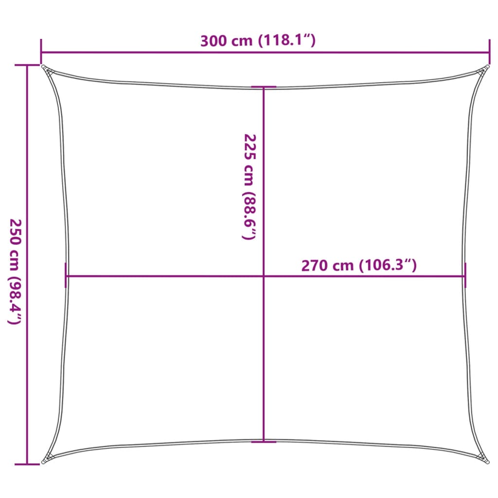 Para-sol estilo vela 160 g/m² 2,5x3 m PEAD cor creme