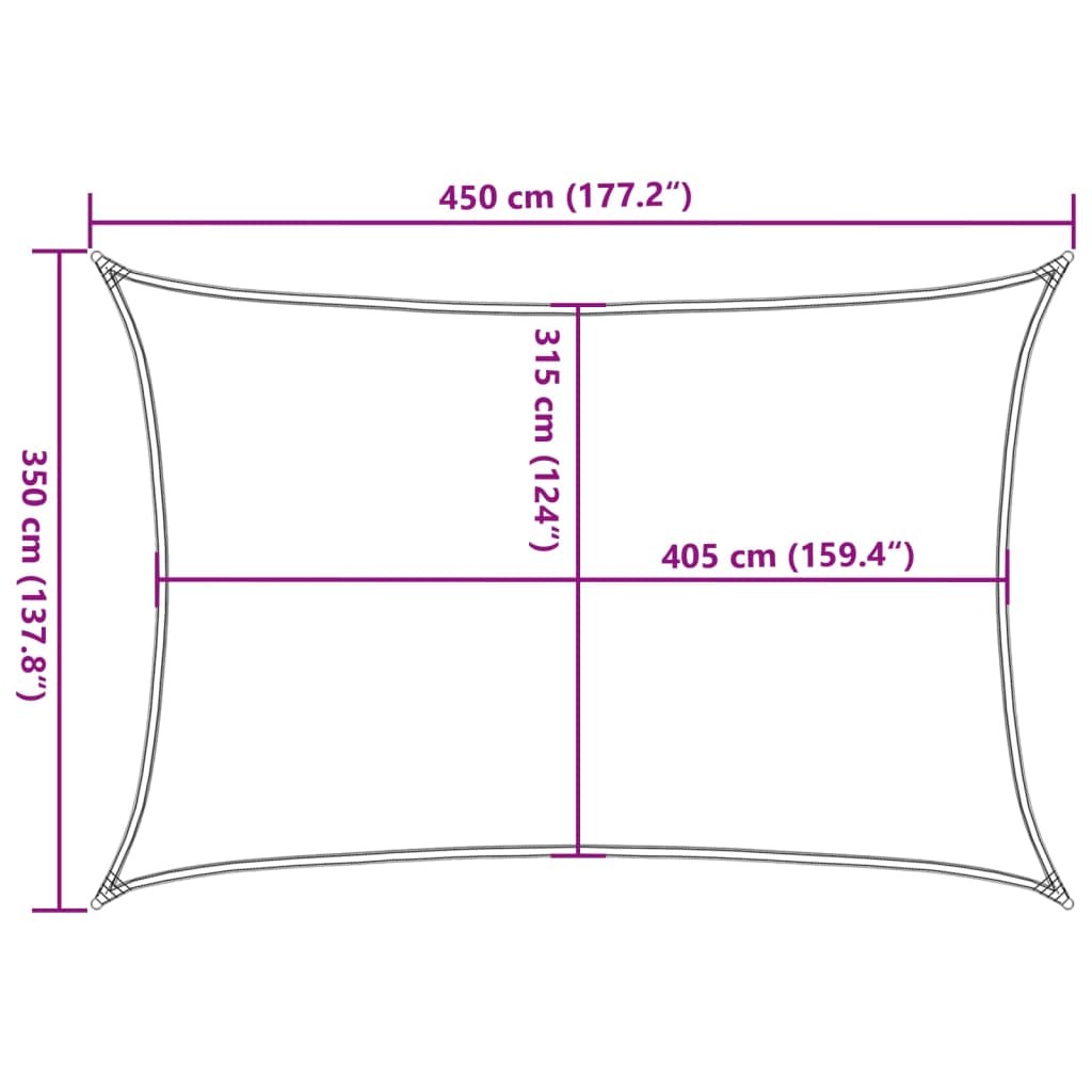 Para-sol estilo vela 160 g/m² 3,5x4,5 m PEAD cor creme