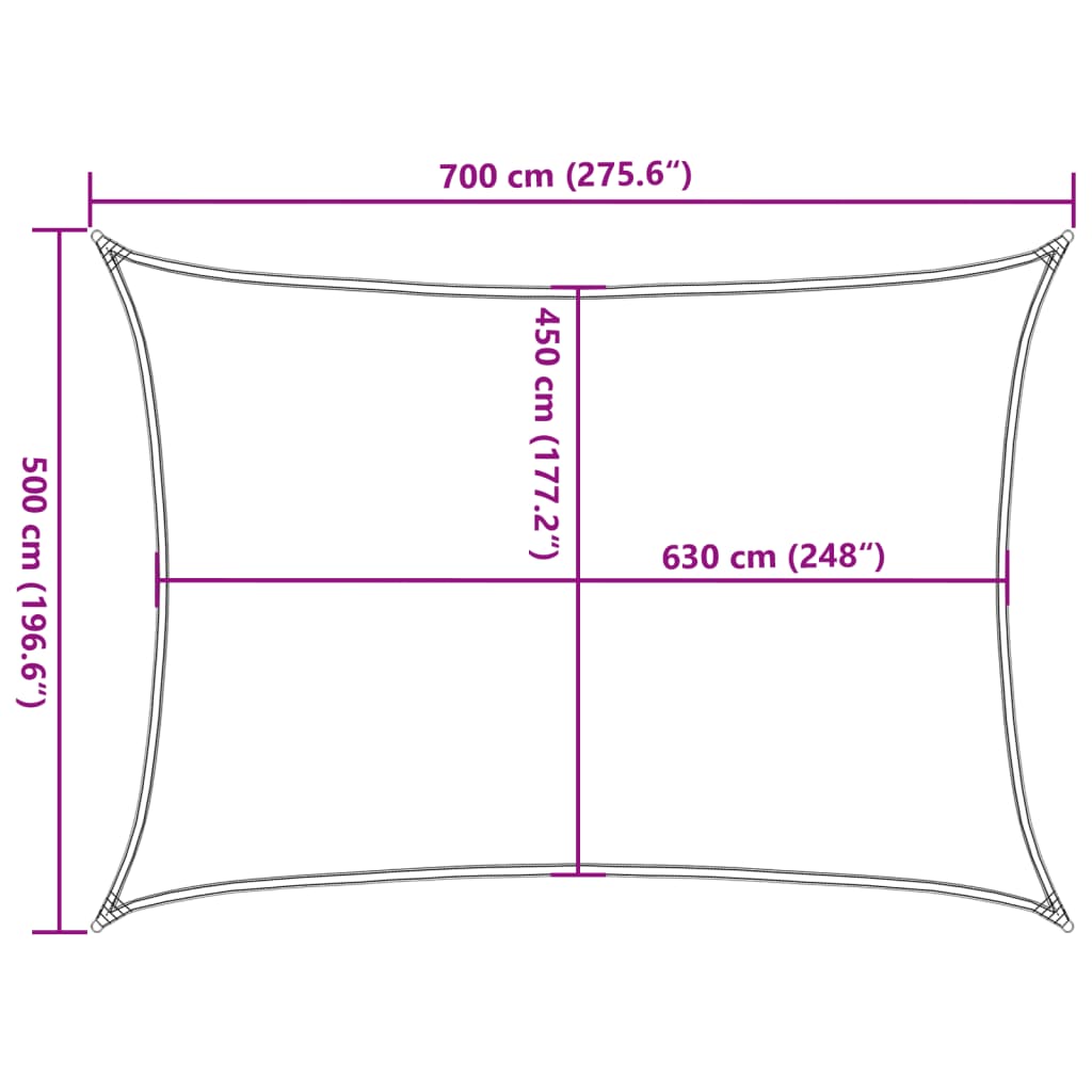 Para-sol estilo vela 160 g/m² 5x7 m PEAD creme