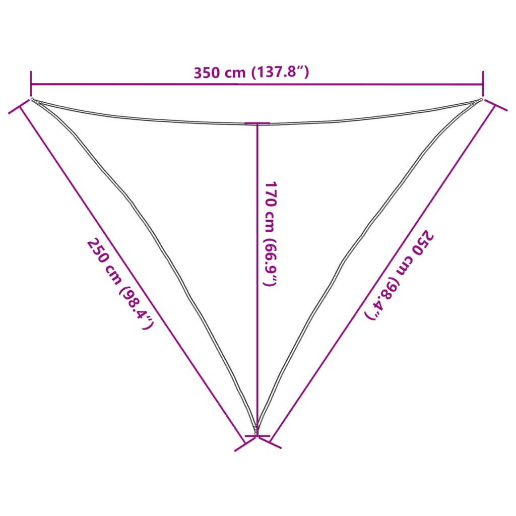 Para-sol estilo vela 160 g/m² 2,5x2,5x3,5 m PEAD cor creme