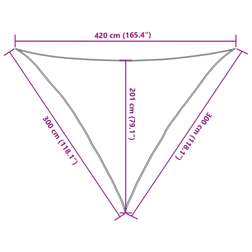 Para-sol estilo vela 160 g/m² 3x3x4,2 m PEAD cor creme