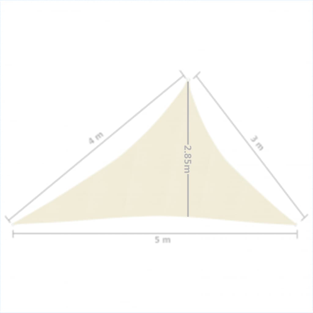 Para-sol estilo vela 160 g/m² 3x4x5 m PEAD cor creme