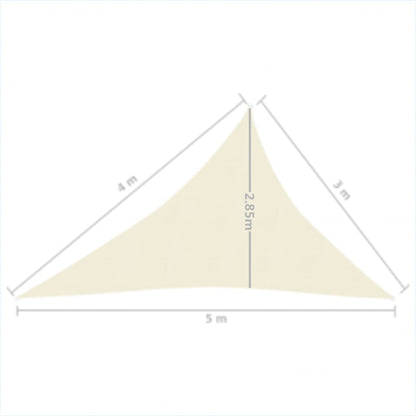 Para-sol estilo vela 160 g/m² 3x4x5 m PEAD cor creme