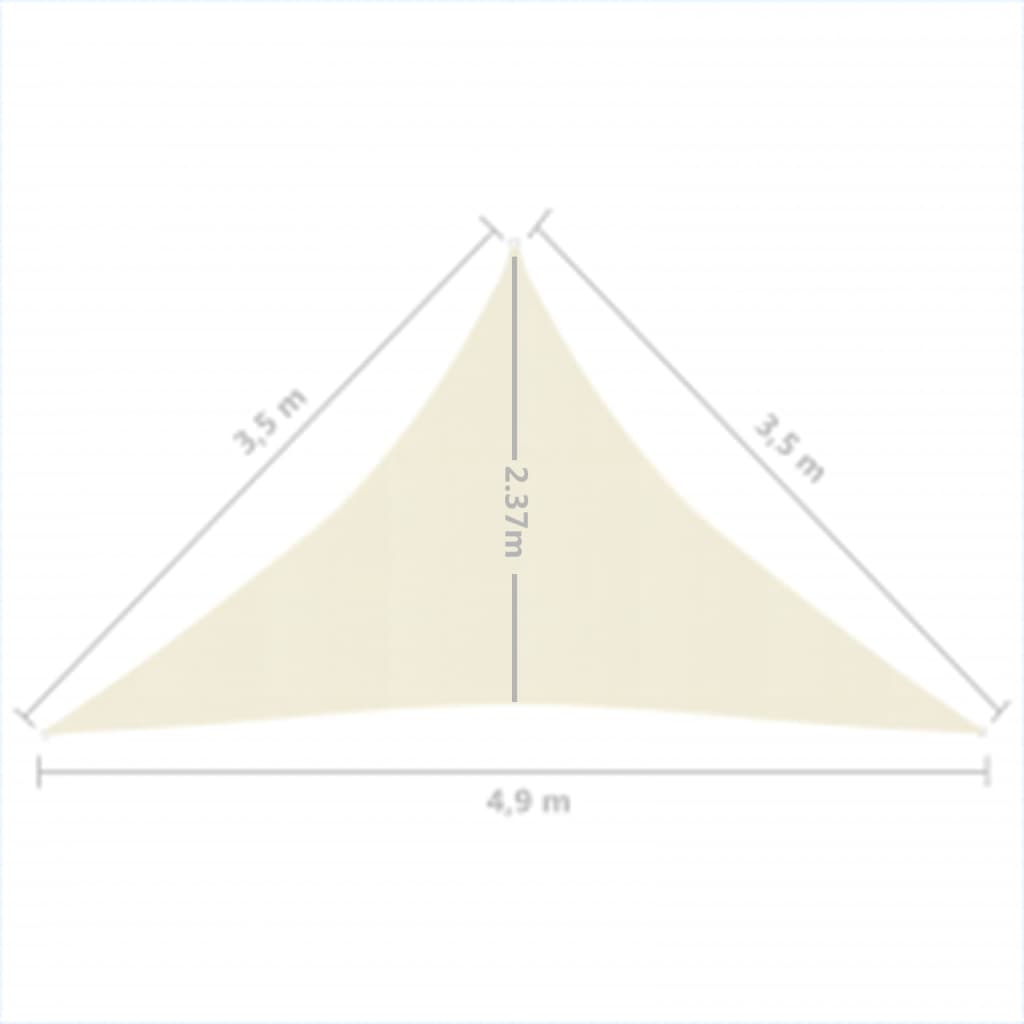 Para-sol estilo vela 160 g/m² 3,5x3,5x4,9 m PEAD creme