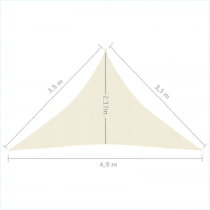 Para-sol estilo vela 160 g/m² 3,5x3,5x4,9 m PEAD creme