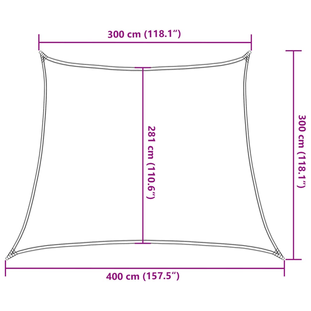 Para-sol estilo vela 160 g/m² 3/4x3 m PEAD cor creme