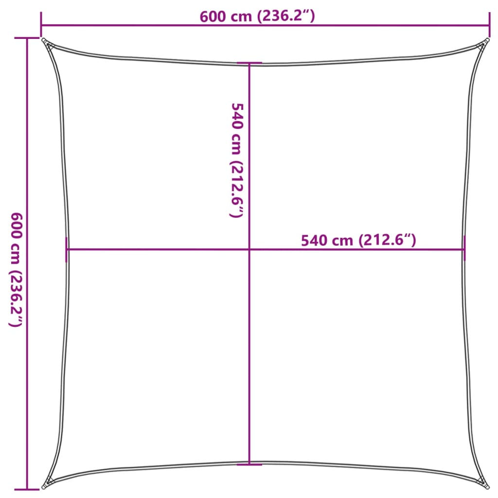 Para-sol estilo vela 160 g/m² 6x6 m PEAD branco