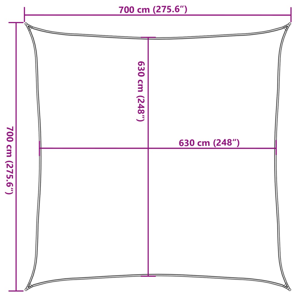 Para-sol estilo vela 160 g/m² 7x7 m PEAD branco