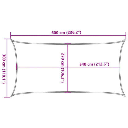 Para-sol estilo vela 160 g/m² 3x6 m PEAD branco