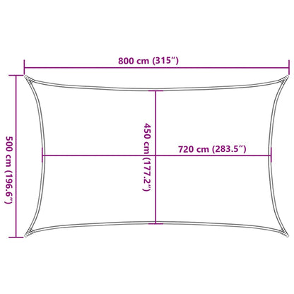 Para-sol estilo vela 160 g/m² 5x8 m PEAD branco