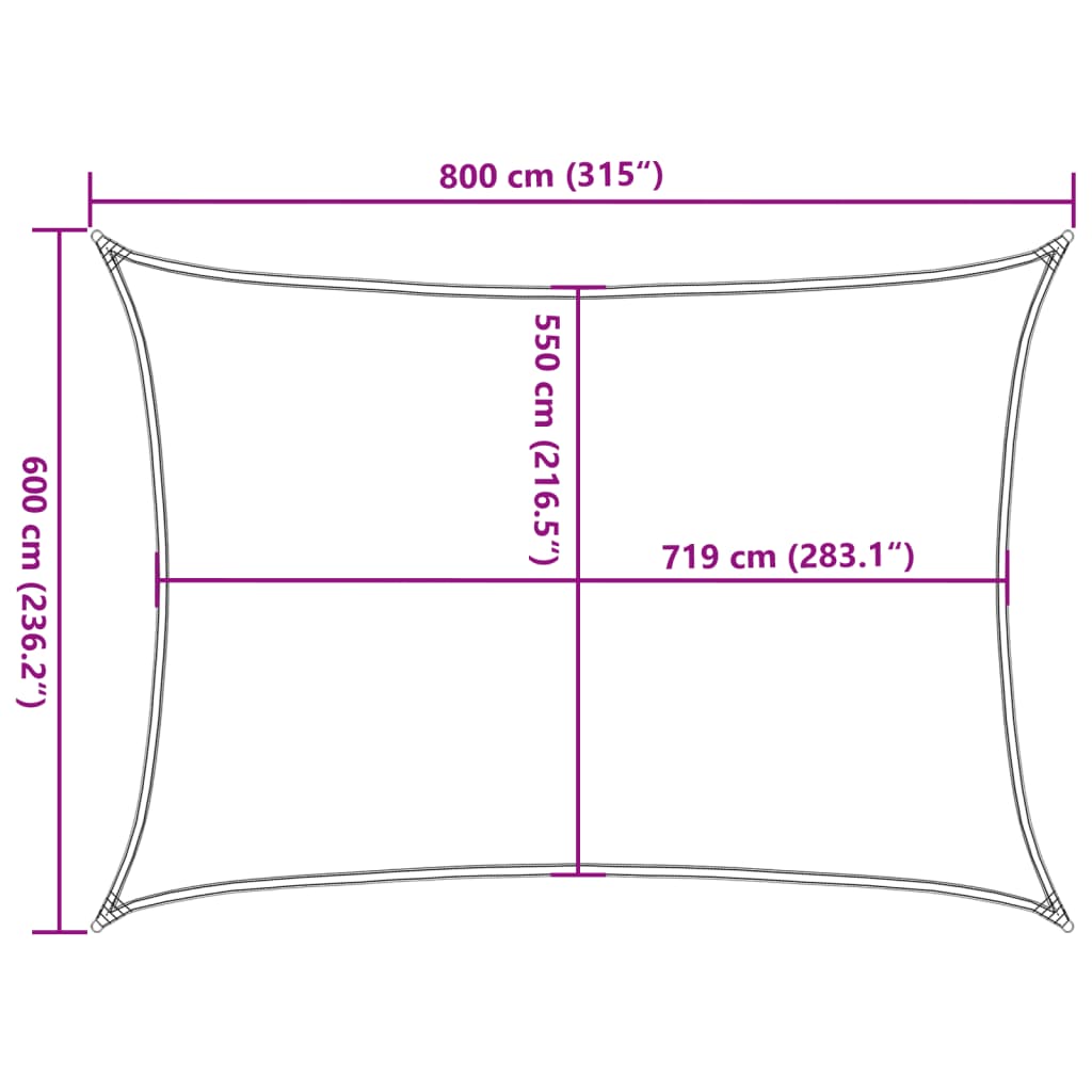 Para-sol estilo vela 160 g/m² 6x8 m PEAD branco